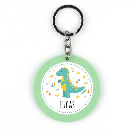 Llavero Metacrilato Redondo Dinosaurio Menta Personalizado
