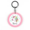 Llavero Metacrilato Redondo Unicornio Rosa Personalizado