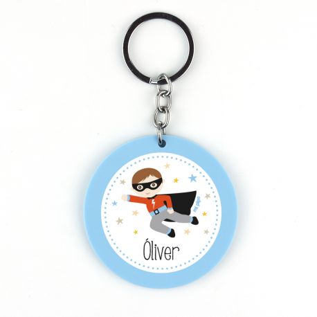 Keychain Simple Shape Star Blue Personalized 