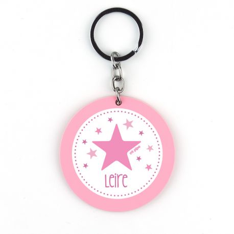 Llavero Metacrilato Redondo Estrella Rosa Personalizado