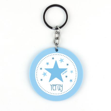 Llavero Metacrilato Redondo Estrella Azul Personalizado