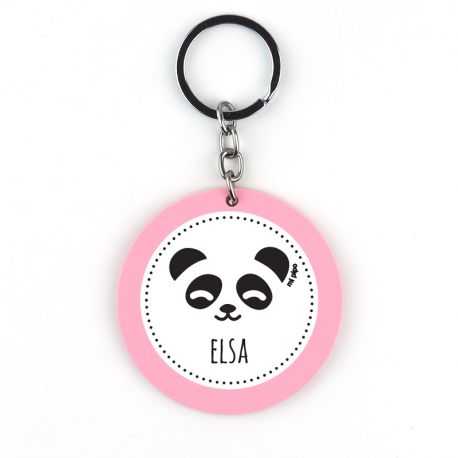 Llavero Metacrilato Redondo Panda Rosa Personalizado