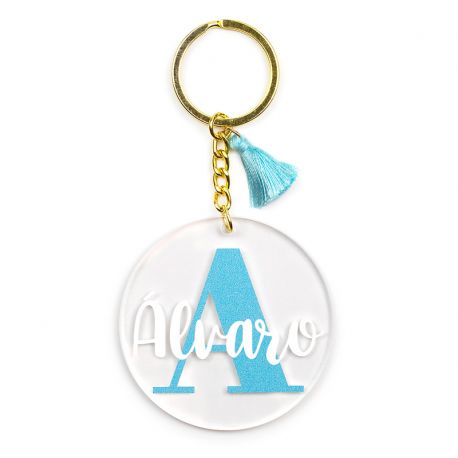 Keychain Simple Shape Star Blue Personalized 