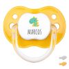 Chupete New Classic Deco Dino Amarillo Sunset Personalizado