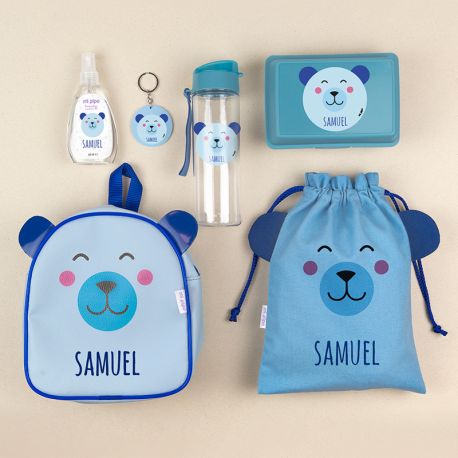 Pack Cole Zoo Oso Azul personalizado + Regalo Llavero