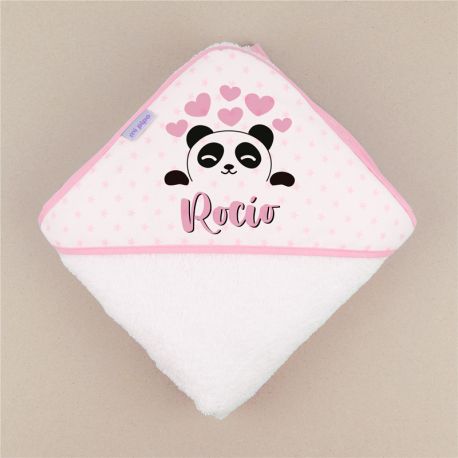 Capa de baño Panda Rosa Personalizada