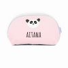 Personalized Pink-Edging White Toiletry faux-leather Bag