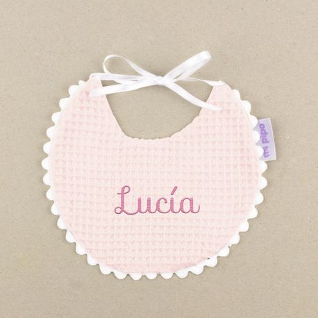 Babero Gofre Rosa soft Personalizado