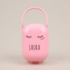 Box Pacifier Holder White-Heart Pink Personalized