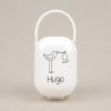 Box Pacifier Holder White-Heart Pink Personalized