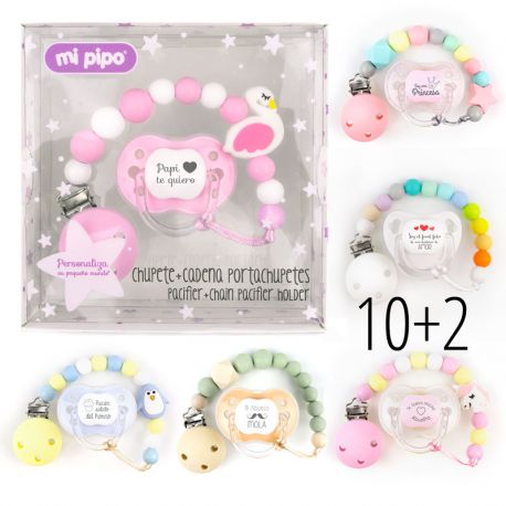 PROMO Cajita Chupete + Cadenita de silicona, compra 10 y te regalamos 2 