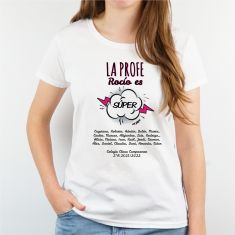 Camiseta Personalizada el Profe (nombre) es súper rosa(texto alumnos)