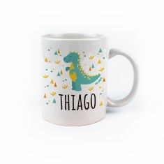 Taza cerámica o plástico Dinosaurio personalizada