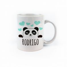 Taza cerámica o plástico Panda Menta personalizada