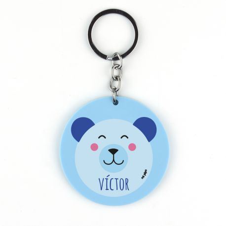 Llavero Metacrilato Redondo Osito Azul Personalizado