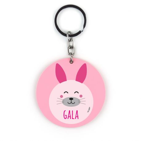 Llavero Metacrilato Redondo Conejito Rosa Personalizado