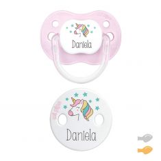 Fuchsia Duo Baby Deco personalized Pacifier and Clip chain Pack