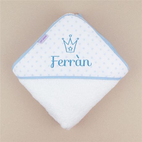 Capa de baño bordada estrellitas azul