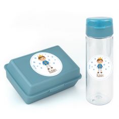 Pack Botella 600ml + Cajita Porta Alimentos Príncipe Azul personalizadas