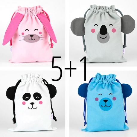 PROMO Saquitos Zoo no personalizados, compra 5 y te regalamos 1