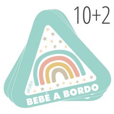 PROMO Pegatina para coche Bebe a Bordo Arcoíris, compra 10 y te regalamos 2