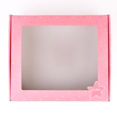 Boxes with widow of pink color with dots 4u