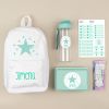Pack Mi Equipo para el Cole con Mochila Estrella Menta personalizado + Regalo Marcaprendas