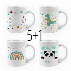 PROMO Tazas Personajes no personalizada, elige diseños, compra 5 y te regalamos 1