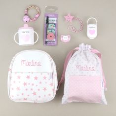 The first of the class Pink Personalized Pack + Wood Clip chain pacifier free
