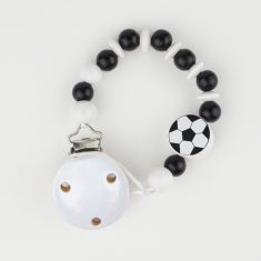 Cadenita de Madera balón fútbol Blanca/Negra