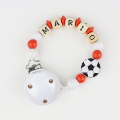 Wood chain Football Red-White Personalized