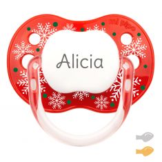 Baby Christmas Customizable Pacifier Name + Christmas Star Apple 