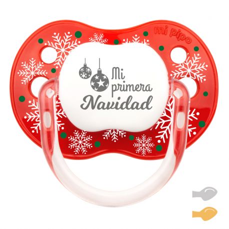 Chupete New Classic Deco Navidad Rojo Copos, frase a elegir