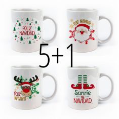 PROMO Tazas Navidad no personalizada, compra 5 y te regalamos 1
