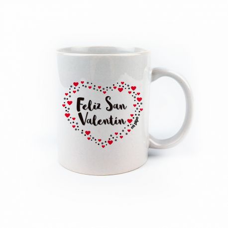 Taza cerámica o plástico Feliz San Valentín Corazón corazones