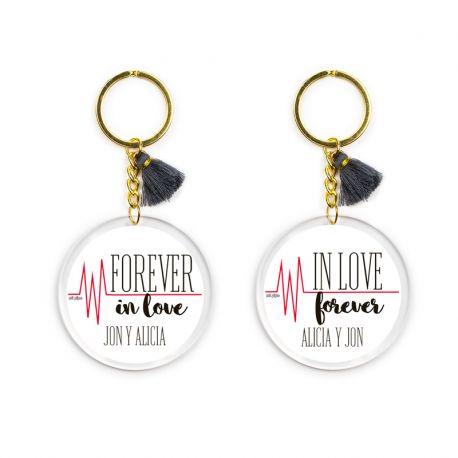 Pack Llaveros Personalizados Metacrilato Redondo Forever in Love (nombres)