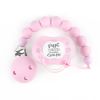 Cajita Chupete Rosa Divertido + Cadenita de silicona Bubble Rosa, texto a elegir