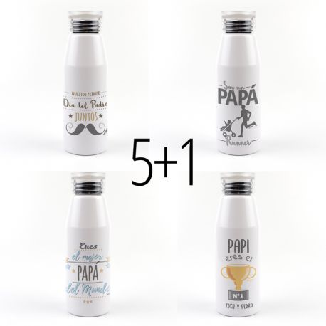 PROMO Botella Aluminio especial Papá, compra 5 y te regalamos 1