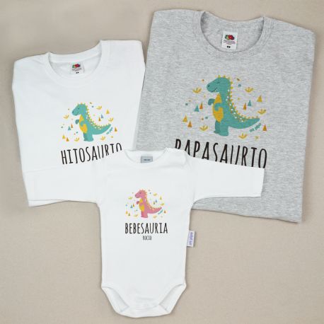 Pack 3 Prendas Papasaurio... Hijosaurio/a o Bebesaurio