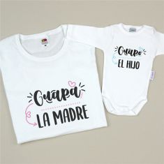 Pack 2 Prendas Mamá Camiseta o Sudadera Guapa la Madre, Guapo el Hijo