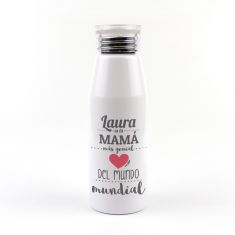 Botella Aluminio personalizada (Nombre) eres la Mamá mas genial del Mundo mundial