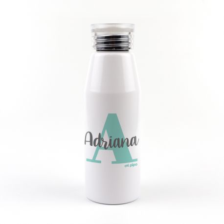 Botella Aluminio personalizada Inicial Menta