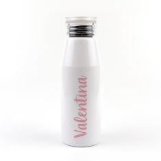 Botella Aluminio personalizada Caligrafía Rosa