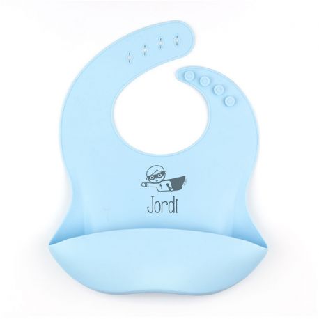 Blue rubber personalized Bib