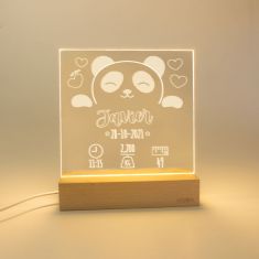 Lámpara Datos Nacimiento Panda personalizada
