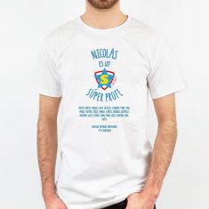 Camiseta Personalizada (nombre) es un Súper Profe azul (texto alumnos)
