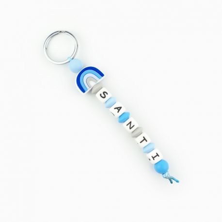 Llavero Silicona personalizado Arcoíris Azul