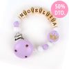 Wood chain Pink Crown Personalized