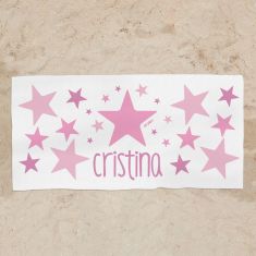 Toalla de baño Premium Estrellas Rosa Personalizada