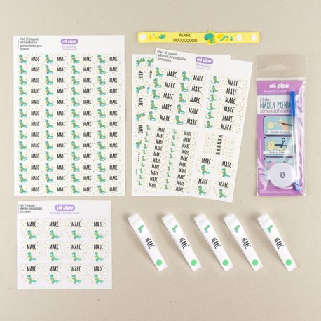 Pack Marcatodo Basic personalizado Dino + Regalo Cinta Marcaprendas